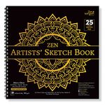 Zen Sangam Artists’ - Square Spiral Sketchpad Drawing Notebook - 150 GSM - Ultra Smooth Surface - 25 sheets (50 Pages) - Size (30cmx30cm) - Wiro Sketchbook