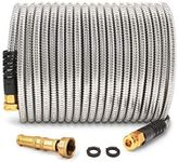 Cesun Metal Garden Hose 50ft - 304 Stainless Steel Water Hose, Flexible, Lightweight and No-Kink Metal Hose with Brass Nozzle for Outdoor, Yard