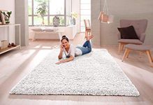 SHAGGY RUG Modern Rugs Living Room Extra Large Small Rectangular Size Soft Touch 30MM / 3cm Thick Pile Living Room Area Rugs Non Shedding (White, 80cm x 150cm (3ft x 5ft))