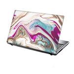 TaylorHe 13-14 inch Laptop Skin Vinyl Decal with Colorful Patterns and Leather Effect Laminate MADE IN England Pink Blue Marble