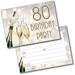 doodlecards 80th Birthday Party Invitations Age 80 Male Mens Female Womens Pack of 20 Invites and Envelopes. Printed in UK, Premium Quality & 100% Recyclable.