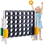 Costzon Giant 4-in-A-Row, Jumbo 4-to-Score Giant Games for Kids Adult, Indoor Outdoor Party Family Connect Plastic Game, 4 Feet Wide 3.5 Feet Tall w/42 Jumbo Rings & Quick-Release Slider, Blue & White