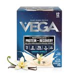 Vega Protein + Recovery, Vanilla – 30g Vegan Protein, Dairy & Gluten Free, Probiotics, NSF Certified, 492 g (12 Servings)
