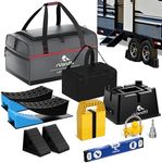 rVandtt Travel Trailer/Toy Hauler Leveling, Stability, and Security Kit - Two Axle Leveling kit, Trailer Hitch Stand, Stabilizer Pads, Wheel Chocks, Hitch Lock, Custom Bags, and More!