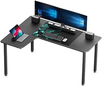 DESIGNA 60 Inch L Shaped Gaming Desk, Corner Computer Desk, Home Office Study Writing Desk, Larger Gaming Table Gamer Workstation with Large Mouse Pad, Space Saving, Easy to Assemble, Left Side Black