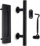 Black Barn Door Handle Set Round and Square