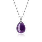 COAI 925 Sterling Silver Teardrop Amethyst Crystal Necklace, Birthstone Necklace