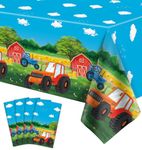 4 Pack Tractor Tablecloth Tractor Party Table Covers Farm Table Cloth Barnyard Party Plastic Rectangle Table Cover Tractor Birthday Party Decorations Farm Themed Birthday Party Supplies 86 x 51 Inch