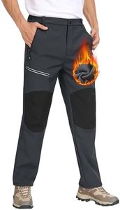 MoFiz Pantalon Randonnée Homme Softshell Chaud Pantalon Ski Chasse Doublé Polaire Coupe-Vent Imperméable Hiver Outdoor Sport Pantalon de Travail avec Poches Zippées A- Gris Foncé EU L