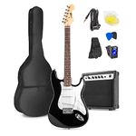 MAX Beginner Electric Guitar Kit with Amplifier & Accessories – Complete Electric Guitar Starter Pack, Black – Perfect Starter Electric Guitar for Kids & Adults, with 6 Months Free Lessons