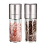 YC Kitchen Salt and Pepper Grinder Set Pepper Mill, Salt Grinder Refillable, Adjustable Coarseness Black Pepper Grinder, Stainless Steel Sea Salt Shaker with Ceramic Rotor (2)