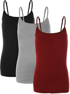 Emmalise PreTeen Training Bra Camisole Wireless Built in Fabric Support Cami (3Pk Blk, H Gray, Red, Small, 80-100 lbs)