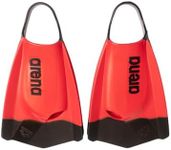 Arena Unisex Adult Powerfin Pro II Swim Training Fins Men and Women Silicone Short Blade Flippers Left/Right Customized, Red/Black, Size 7.5-9