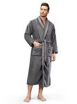 DAVID ARCHY Men's Ultra Soft Full Length Long Robe (Dark Gray,M)