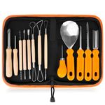 Elmchee Halloween Pumpkin Carving Tools, Halloween Jack-O-Lanterns 13 Piece Professional Pumpkin Cutting Supplies Tools Kit Stainless Steel lengthening and Thickening