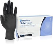 Medicom Safe Touch Nitrile Gloves - 100 Count -X Large - Black Gloves, Work Gloves - Multipurpose Powder Free Gloves