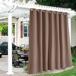 RYB Home Outdoor Curtain - Sun Blocking Curtains Portable Contemporary Vertical Blind Room Darkening Shade for Garage Window/Patio Door/Pergola, 100 inches x 84 inches, 1 Panel, Mocha