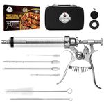 Azolize Grill Professional Automatic BBQ Meat Marinade Injector Gun Kit | 4 Commercial Grade Marinade Needles and 2 oz Large Capacity Barrel | Automatic Handle for Marinade Injecting Pork, Brisket