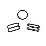 30 set Black Metal Lingerie Bra Sliders and Rings 5/8 inch SORTUMOLA Sewing Clips Clasp Hooks for Bra Strap Sewing Accessories (15mm) CT154