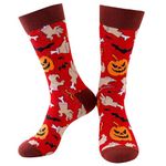 BISOUSOX 1 Pair Halloween Gifts for Men Women Unisex Mens Funny Halloween Socks Cotton Fun Crazy Socks for Women Pumpkin Socks Skeleton| Bat | Witch | Ghost Horror Gifts