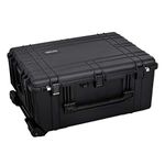 MEIJIA Large Portable Rolling Waterproof Hard Case with Retractable Pull Handle and Wheels,Customizable Fit Foam Insert, Elegant Black, 31.1”X23.42” X14.37”