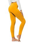 Conceited Fleece Lined Leggings Women - Regular and Plus Size Tights - Premium Fabric in Many Colors, Mustard, Large-X-Large