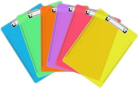 Plastic Clipboards, PANDRI 6 Pack Clear Colored Clipboards, Low Profile Clip Board 12.5 x 9 Inch Standard Letter Size, Office Supplies Classroom