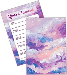 Raykeeplus Birthday Invitations Birthday Invitations Girl (20 Cards with 20 Envelopes) -Birthday Party Invitations for Girls, Kids, Adults, Party Supplies 6.3 Inches X 4.3 Inches-Watercolor