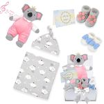 EAQ Newborn Baby Gifts|Baby Essentials for Newborn|New Baby Hampers|New Baby Girl Gift |Baby Gift Box with Swaddle,Baby Hat, Baby Socks, Koala Music Box