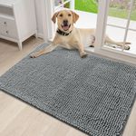 OLANLY Indoor Door Mat, 30"x20" Non-Slip Absorbent Inside Floor Mats, Durable Washable Doormats for Entryway, Chenille Mat for Muddy Dog Paws and Dirt, Welcome Entrance Mat, Grey