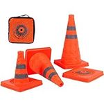 Safety Cone 18 Inch-4 Pack Collapsible Traffic Cone Pop Up Reflective Construction Cones with 2 High-Intensity Grade Reflective Stripes