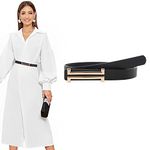 PALAY® Fashion Leather Belt for Women, Simple Slim Belt Buckle Waist Belt for Dresses Pants Jeans Belt, Black