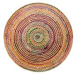 COTTON CRAFT Jute Chindi Braid Rag Rug - Boho Farmhouse Rustic Area Rug - Handwoven Reversible Natural Recycled Cotton Accent Throw Rug Carpet - Living Room Home Décor Gift - 3 Feet Round Multi Color