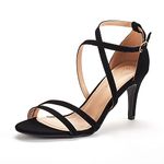 DREAM PAIRS Women's Heel Sandals, Gigi Fashion Stilettos Open Toe Pump Heel Sandals Gigi,Size 7,Black/Nubuck,Gigi