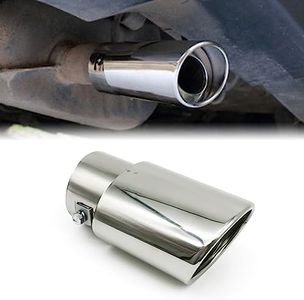 Stainless Steel Car Exhaust Tip, 2.5" to 3.3" Adjustable Car Decoration Chrome-Plated Finish Exhaust Tailpipe, Universal Car Exhaust Pipe Modification Tail Throat Tail Pipe (Silver #Straight)