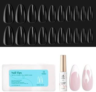 beetles Gel Polish Swirl Nail Art Gel Liner - 1 pcs 7ml Classic White Color and Gel Nail Tips Kit 500Pcs Clear Full Cover Medium Almond Pre