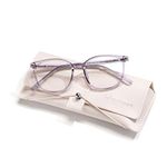 FONHCOO Blue Light Blocking Glasses Fashion Round Tr90 Frame Transparent Eyewear Anti Uv Blu-Ray Computer Glasses For Women Men (Purple)