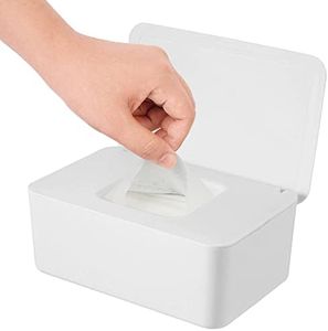 Seposeve Wipes Dispenser, Wipe Holder for Baby & Adult, Refillable Wipe Container, Keeps Wipes Fresh, Far from Dirty Wipes, Easy Open/Close Wipes Pouch Case, White