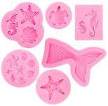 DSLIHA Animal Silicone Baking Moulds Set, Fondant Cake Moulds, Mermaid Tail Ocean Seashell 3D Shaped Molds for Cake Chocolate Candy Fondant Muffin Ice Jelly