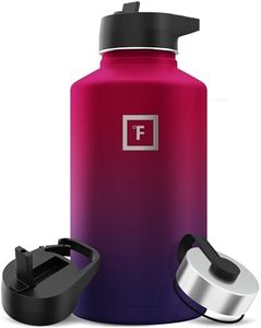 IRON °FLASK Sports Water Bottle - Wide Mouth with 3 Straw Lids - Stainless Steel Gym & Outdoor Bottles for Men, Women & Kids - Double Walled, Insulated Thermos, Metal Canteen - Dark Rainbow, 64 Oz