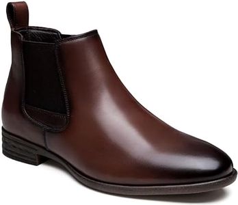 Jousen Men's Chelsea Boots Leather Lightweight Casual Chukka Ankle Boots Classic Elastic Dress Boots for Men (AMY8155A Darkbrown 10.5)