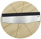 Checkered Chef Premium Pizza Cutter and Cutting Board Set - Rocker Pizza Cutter and 13.5 Inch Round Wooden Pizza Board - Outdoor Pizza Oven Accessories