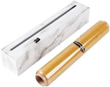 Chicwrap Marble Refillable Plastic Wrap Dispenser - Includes 12" x 250' Roll Professional Grade Disposable Plastic Wrap - Reusable Dispenser w/Slide Cutter - Ideal Dispenser & Saves Money