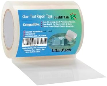 Quality Life RV Awning Repair Tape，Clear Tent Repair Tape Waterproof, for Tarp,Canvas，Boat Covers, Sail, Heavy Duty High Adhesive - 3.15in x 50ft