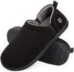 LongBay Men's Slippers Two Tone Comfy Memory Foam Slip-On Indoor Outdoor House Shoes Bedroom Loafers Black, US8