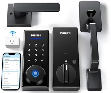 Philips Wi-Fi Smart Lock with Handle, Keyless Entry Keypad Door Lock with Handle, Front Door Deadbolt Set with WiFi Gateway, App Control, Fingerprint Unlock, PIN Code Unlock, Auto Locking