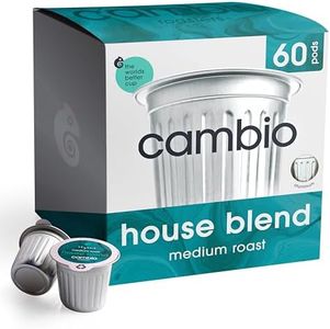 Cambio Roasters House Blend Medium Roast Coffee Pods - The Only Organic Recyclable Aluminum Coffee Pods, Small Batch Roasted, Keurig® Compatible, Balanced Flavor & Longer Lasting Freshness, 60 Count