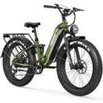 FREESKY Wildcat Electric Bike 170KM Long Range e Bike 48V 25A Battery Pedal Assist Ebike 26" Fat Tyre Full Suspension Electric Dirt Bike for Adult Menwith Throttle, Powerful Motor for Commute Mountain