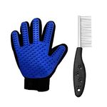 Emily Pets Single Side Stainless Steel Pin Dog Grooming Brush with Soft Grip Plastic Handle For Removing Matted Fur, Knots & Tangles, Shedding Comb With Gloves-Medium (Black)