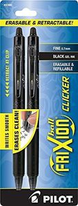 PILOT FriXion Clicker Erasable, Refillable & Retractable Gel Ink Pens, Fine Point, Black Ink, 2-Pack (31460)